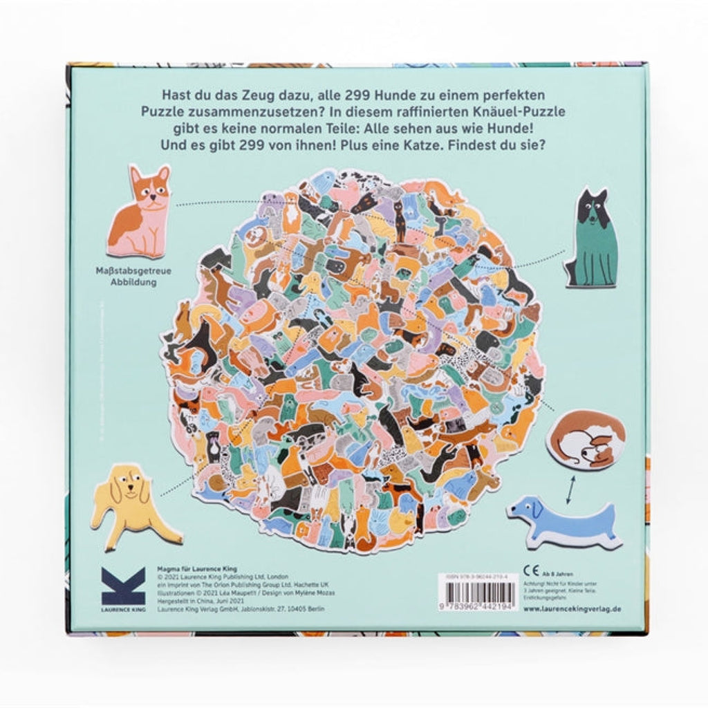Rückansicht des Verpackungskartons 299 Hunde und 1 Katze Puzzles