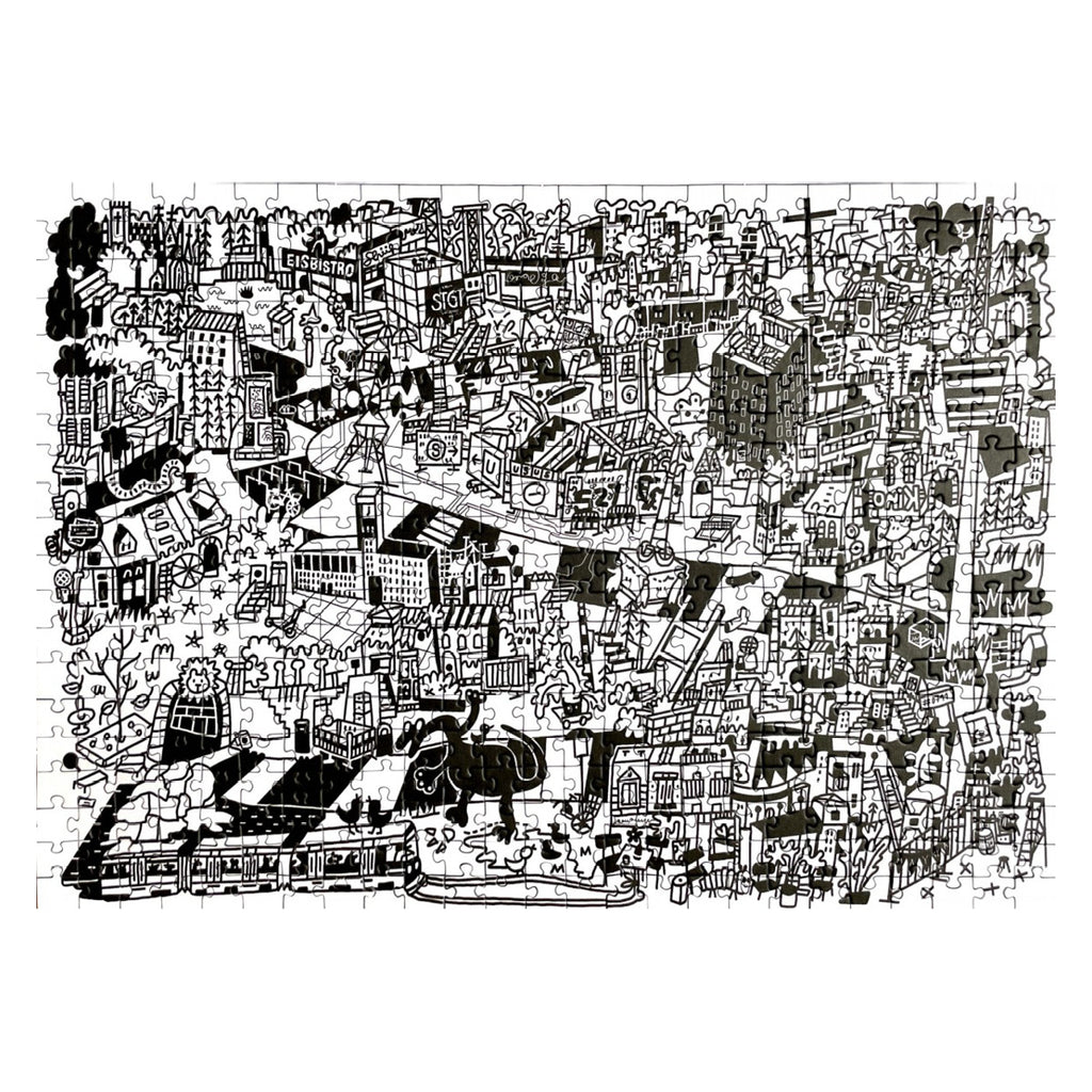 0711 Stuttgart Puzzle in schwarz-weiß