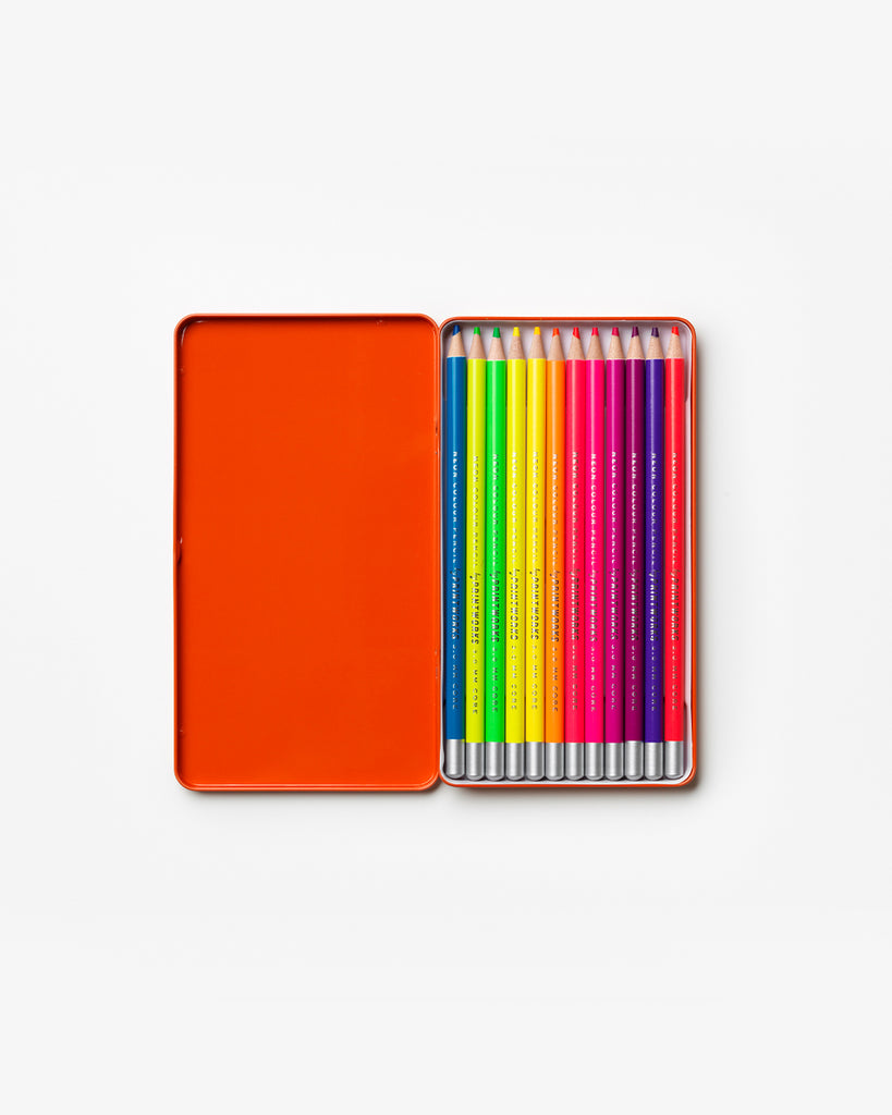 12 Neon Buntstifte, geöffnete Verpackung