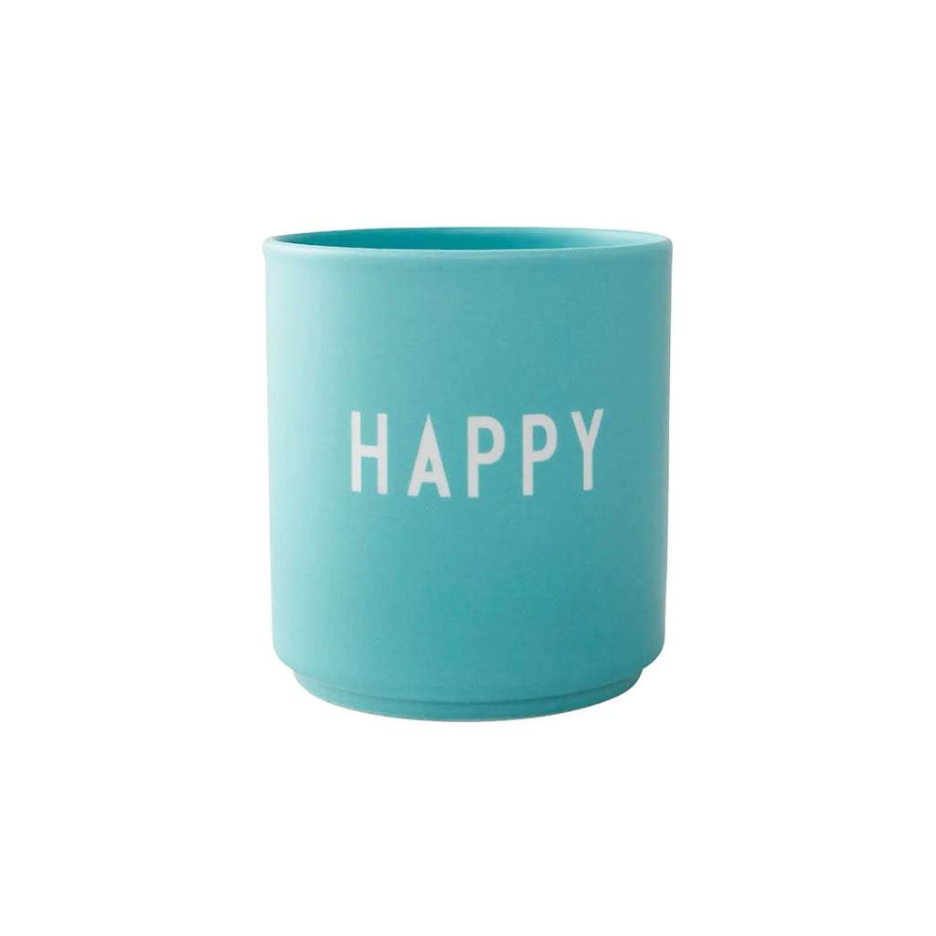 Design Letters Tasse in der Farbe aqua mit weißen Buchstaben "HAPPY"