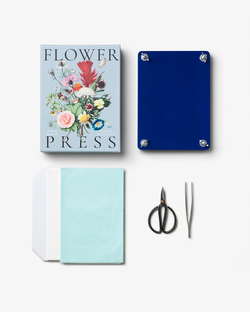Flower Press Kit, Platte mit Schrauben, Papier, Schere, Pinzette