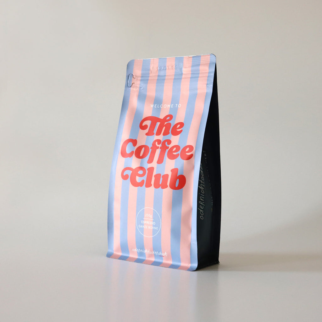 The Coffee Club X Kaffee Ganze Bohne, 250g von schräg vorn fotografiert