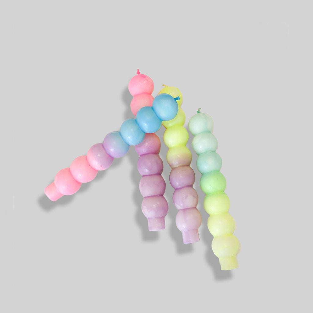4 Bubbles-Kerzen mit unterschiedlichen Farbverläufen