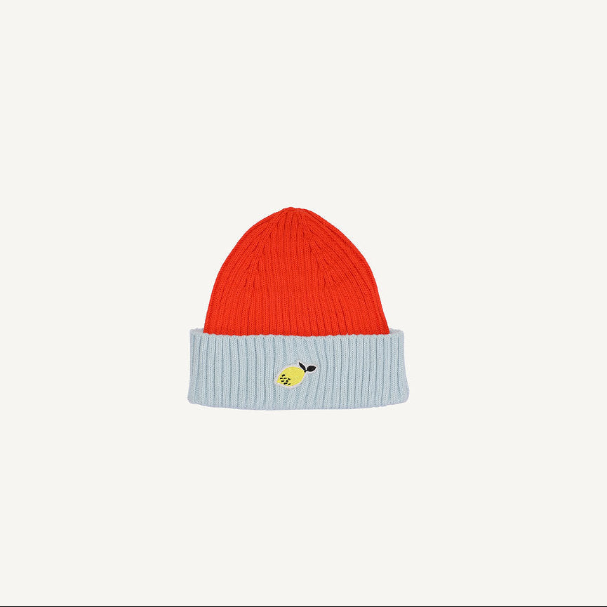 Rot & Hellblau X Beanie für Kinder