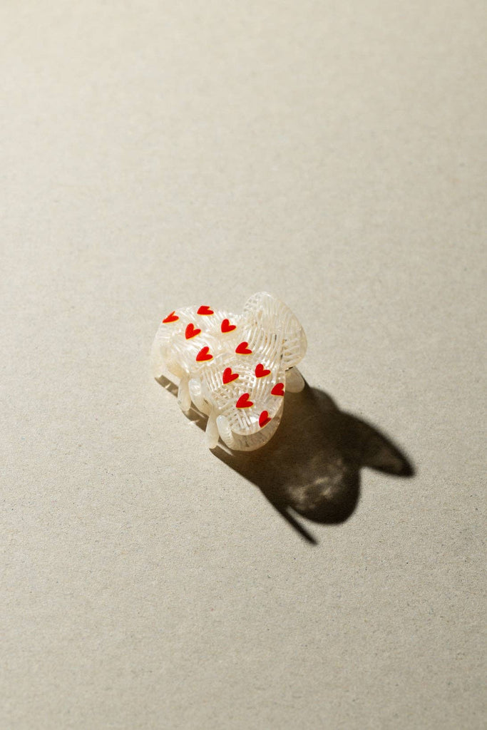 Coope Obsession X Weiße Haarklammer mit roten Herzen