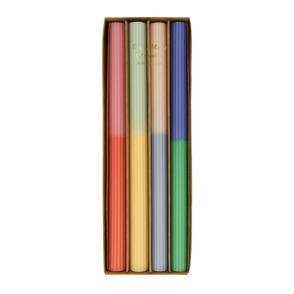 Mehrfarbige Blockkerzen X 4er Set im Verpackungskarton