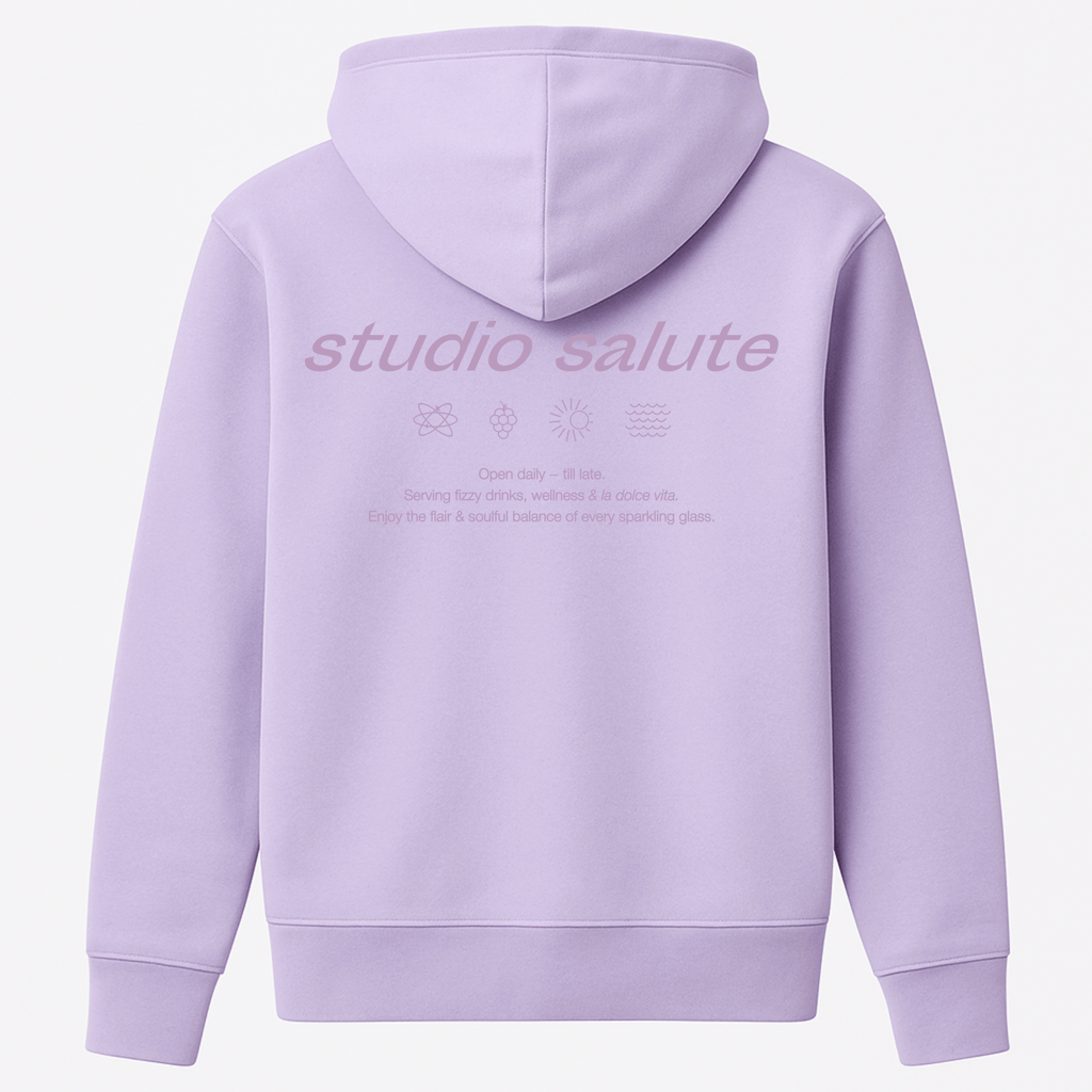 Lavendel Studio Salute X Unisex Hoody, Rückansicht