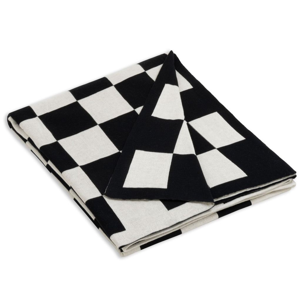 Ecru-Schwarz X Caro Plaid Kuscheldecke