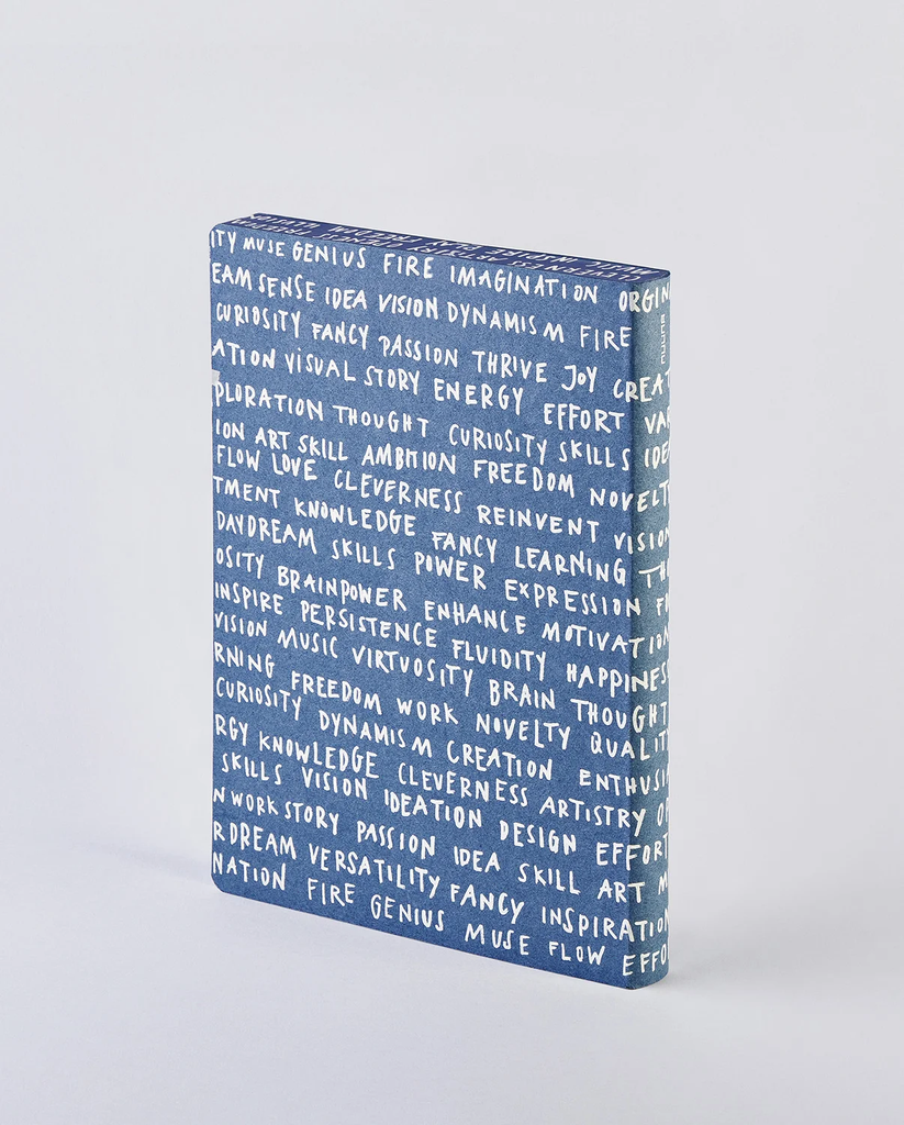Word Plays X Notizbuch L aus recyceltem Denim, Rückseite