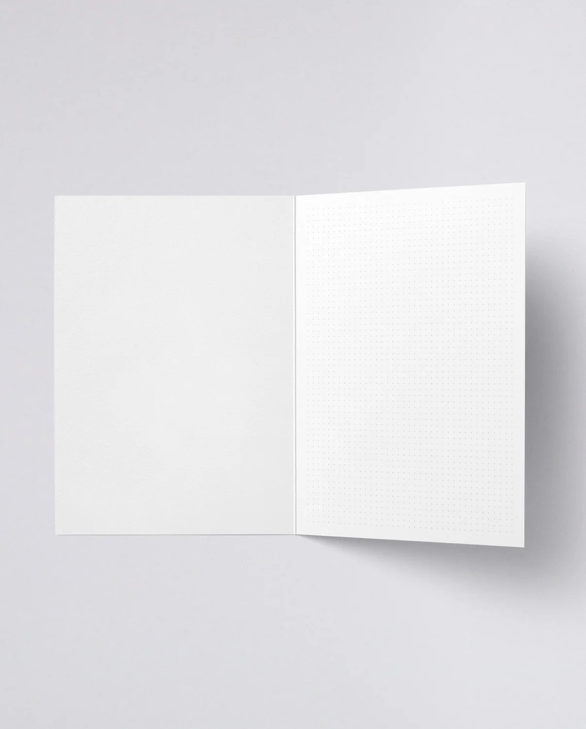 Everything you can imagine X Grußkarte Innenansicht, links blanko, rechts 2,5mm Punktraster grau