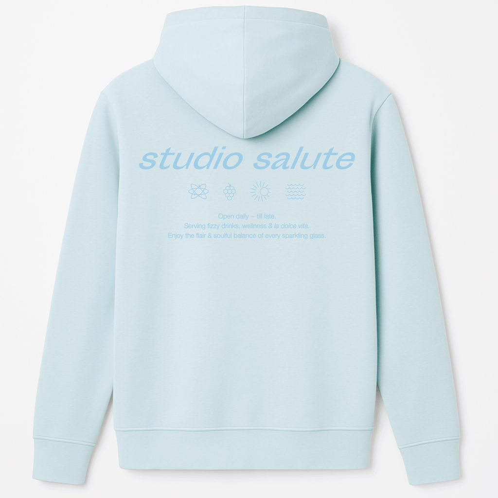 Himmelblau Studio Salute X Unisex Hoody, Rückansicht