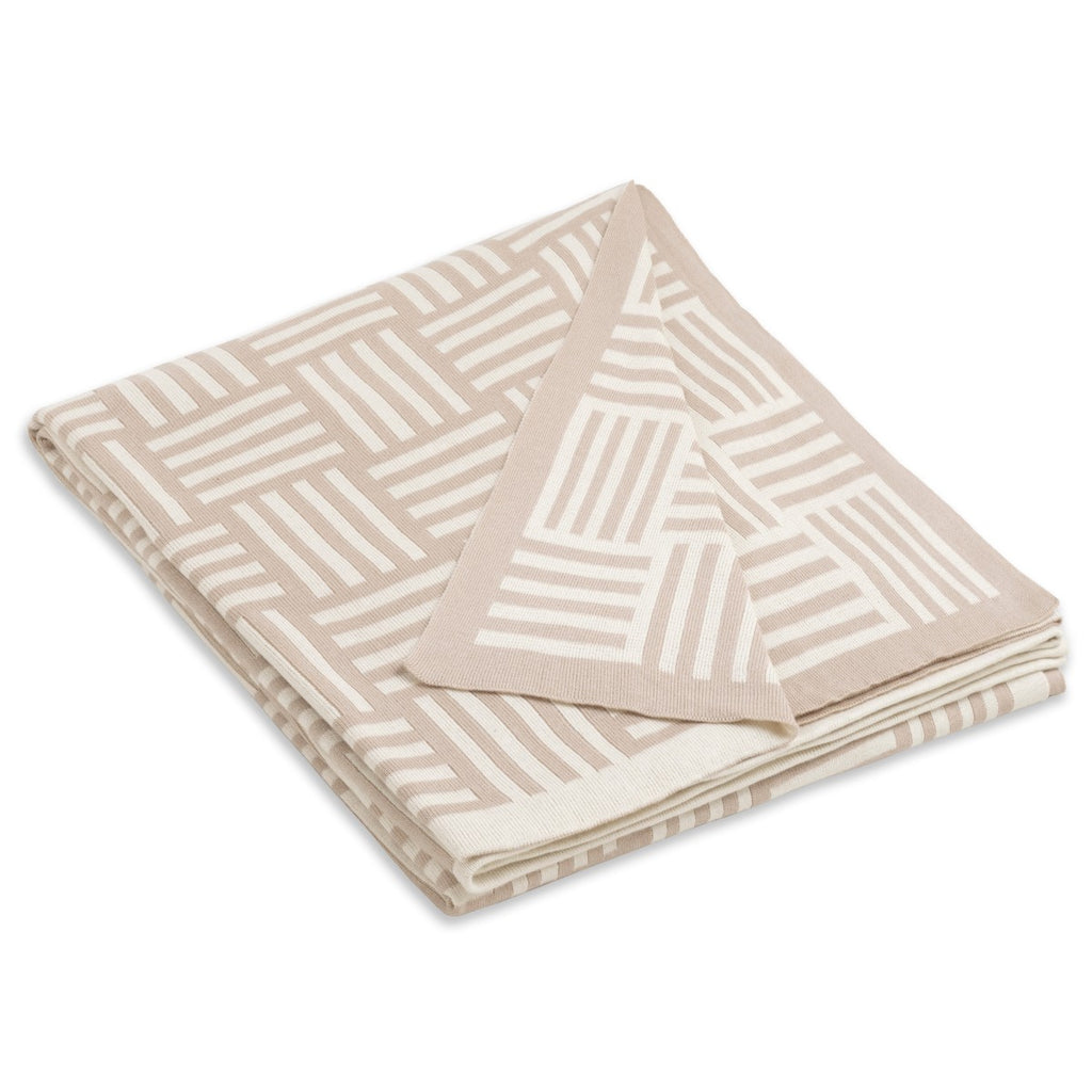 Ecru-Leinen X Dash Plaid Kuscheldecke