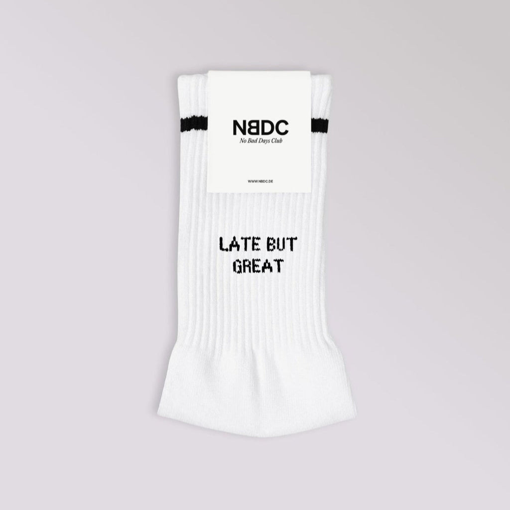 LATE BUT GREAT X White Statement Socks