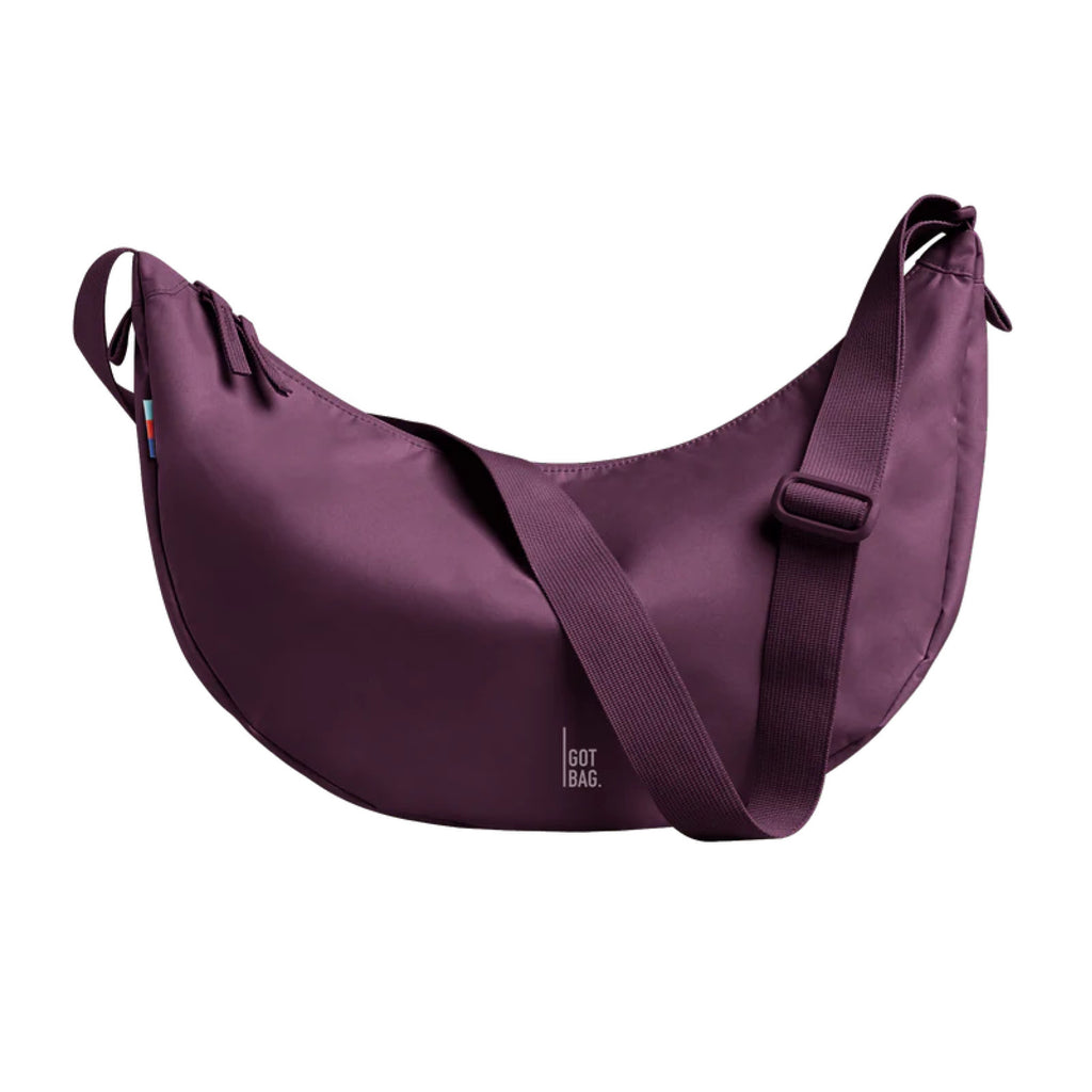 Large Favia X Moon Bag (dunkles violett), von vorn, Freisteller