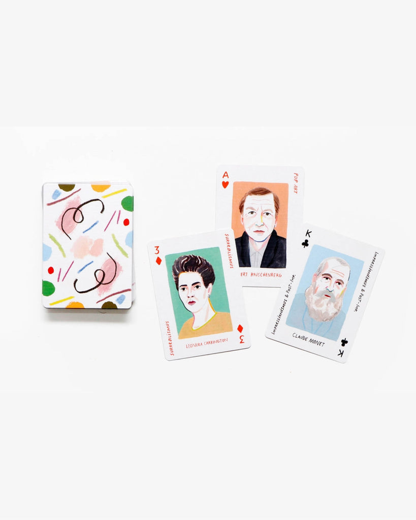 Kunst-Genies, Kartenstapel und 3 Karten